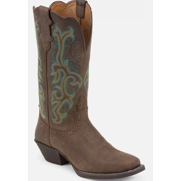 JUSTIN BOOTS 12' Square Toe Stampede Western Boot Size 9 - Picture 1 of 10